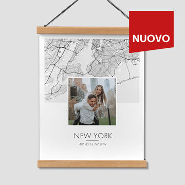 Poster personalizzato con mappa di New York e foto di una coppia