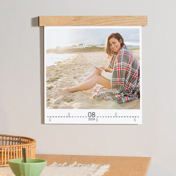 Calendario da parete con listello in legno personalizzato con foto