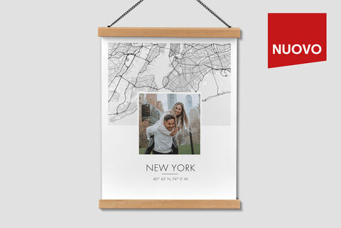 Poster personalizzato con mappa di New York e foto di una coppia