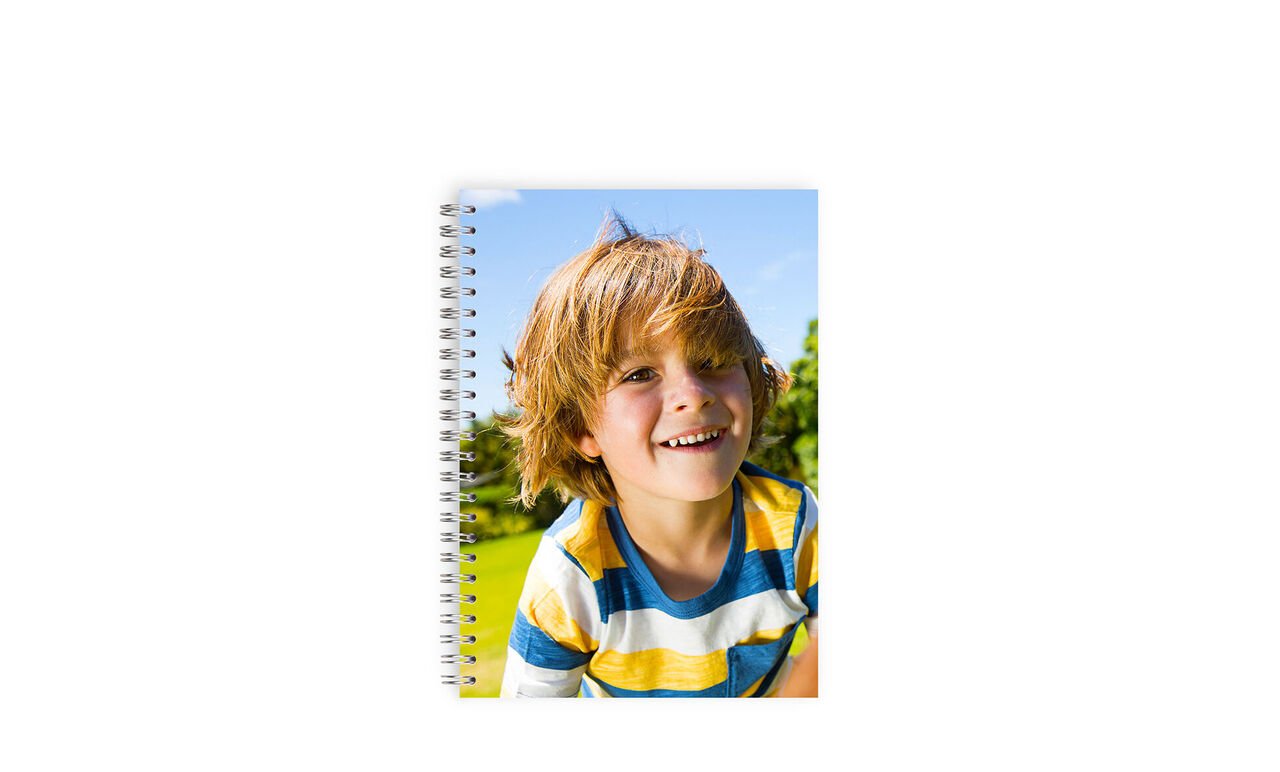 Quaderno a spirale con copertina personalizzata con la foto di un bambino