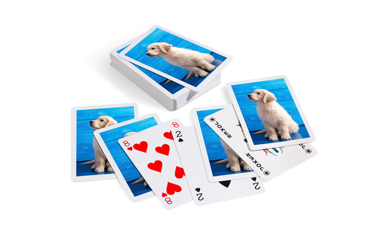 Carte da gioco personalizzate con la foto di un cane
