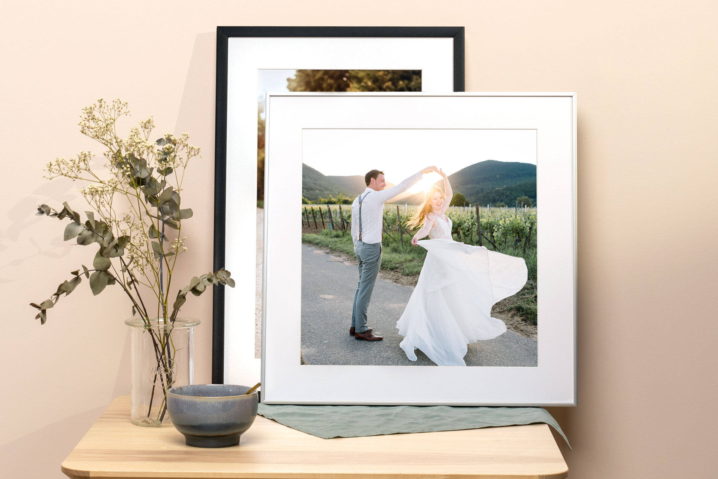 fotoquadri con cornice con foto del matrimonio